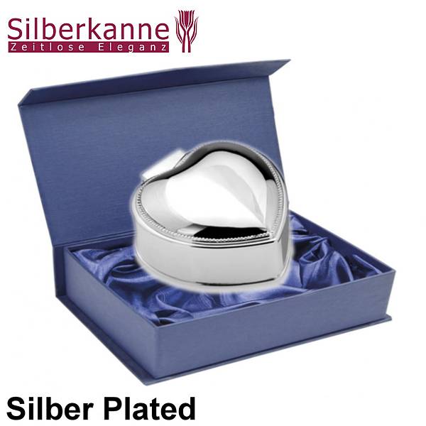 Silberkanne Dekorative Schmuckdose Herz 7x7x3,5 cm Silber Plated versilbert