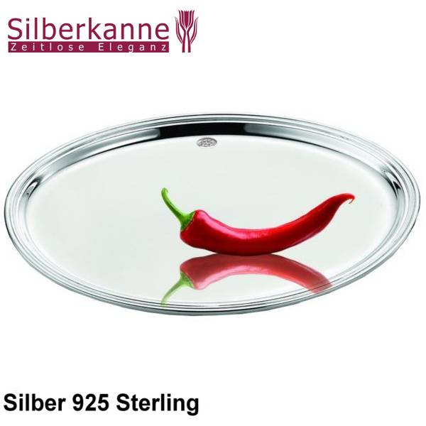 Silberkanne Tablett Fadenmuster oval 22x27 cm Sterling Silber 925 Günstiger Verkauf