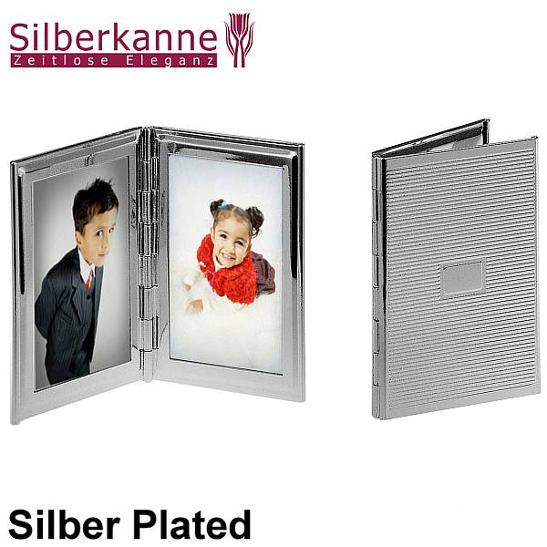 Silberkanne Reise Bilderrahmen 2 x 3,5x5,5 cm Foto Silber Plated versilbert