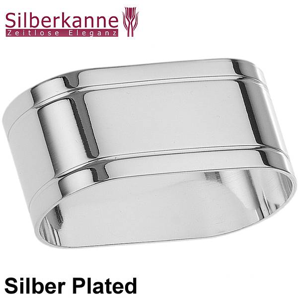 Silberkanne Serviettenring oval 5,5x2,5 cm mit zwei Fadenmuster für Stoffservietten Silber Plated versilbert im Angebot