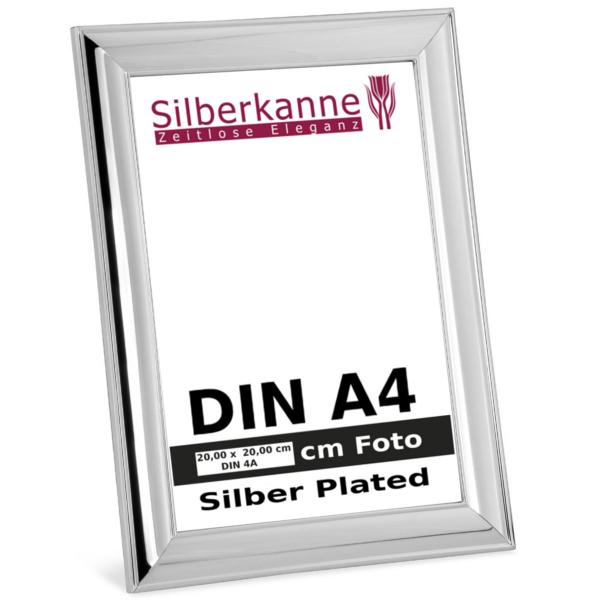 Silberkanne Bilderrahmen DIN A4 für Zertifikate und Urkunden 20,0x29,0 cm Foto Silber Plated versilbert