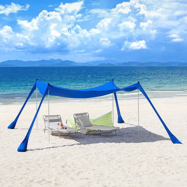 Sobuy SoBuy Lycra Strandzelt mit 4 Alu-Stangen Sonnensegel Strandmuschel Dunkelblau OZT02-DB Blitzverkäufe