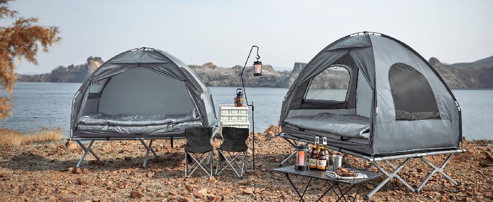 Sobuy SoBuy 4in1-Zelt Für 1 Person Wurfzelt Feldbett mit Campingliege Hellgrau OGS32-HG Online