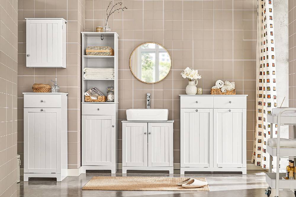 Sobuy SoBuy Wäscheschrank mit Wäschesack Wäschesammler Wäschekorb Weiß BZR21-W Online