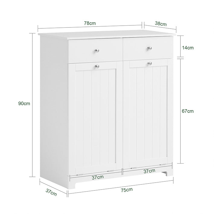 Sobuy SoBuy Wäscheschrank mit 2 Wäschesäcke Wäschesammler Wäschekorb Weiß BZR33-W Outlet