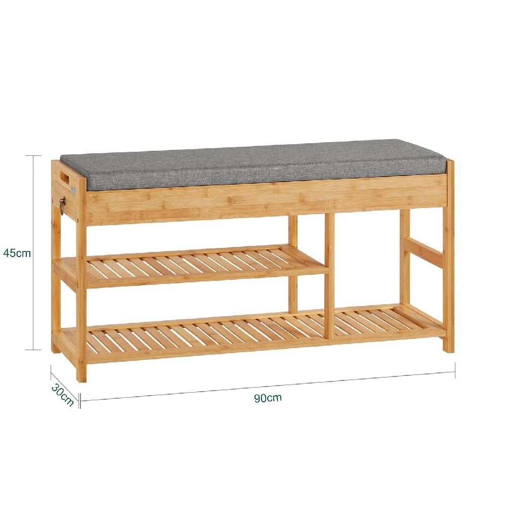 Sobuy SoBuy Schuhbank Sitzbank mit Schuhregal Breit 90cm Bambus FSR47-N im Angebot