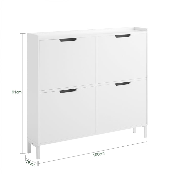 Sobuy SoBuy Schuhkipper Schuhschrank mit 4 Klappen Schuhkommode Weiß FSR100-W Blitzverkäufe
