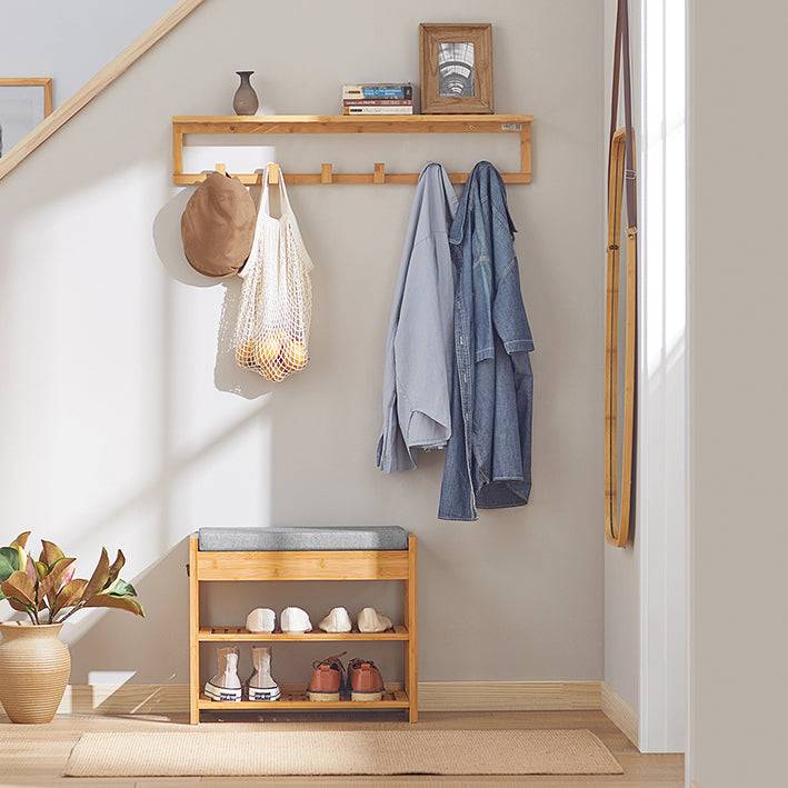 Sobuy SoBuy Wandgarderobe mit 6 Kleiderhaken Flurgarderobe Bambus FHK06-N Auslauf