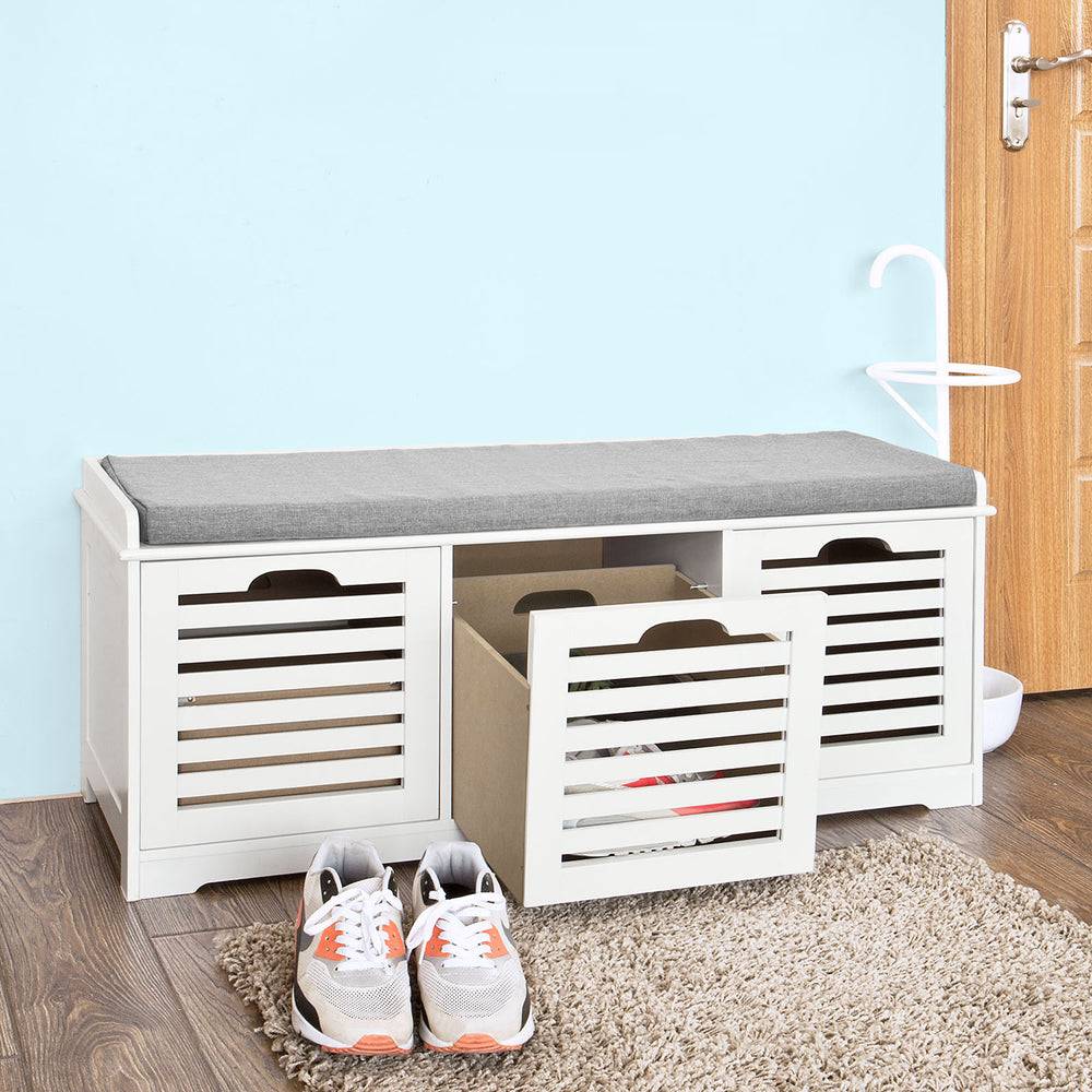 Sobuy SoBuy Schuhbank mit Sitzkissen Schuhtruhe Sitzkommode Weiß FSR23-W Schlussverkauf