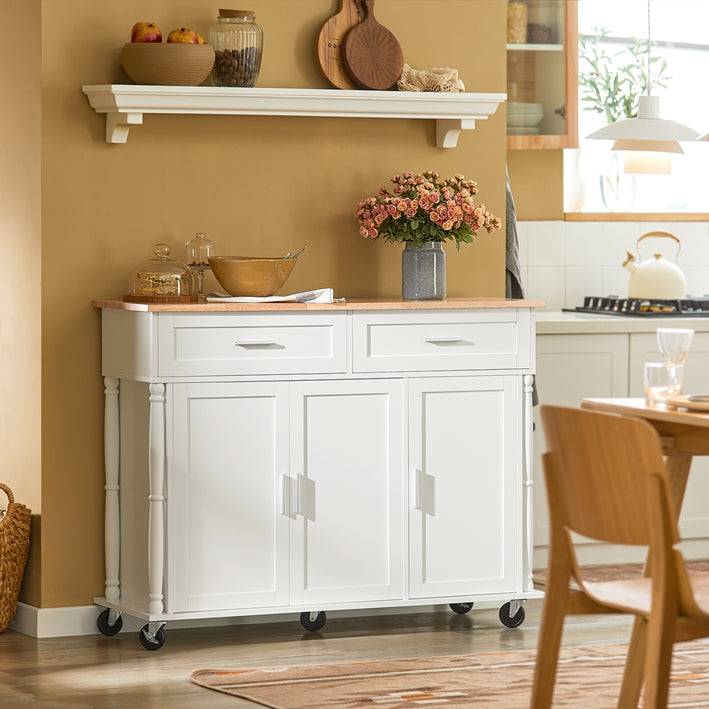 Sobuy SoBuy Küchenschrank Weiß Küchenwagen Kücheninsel Servierwagen Holz FKW116-WN