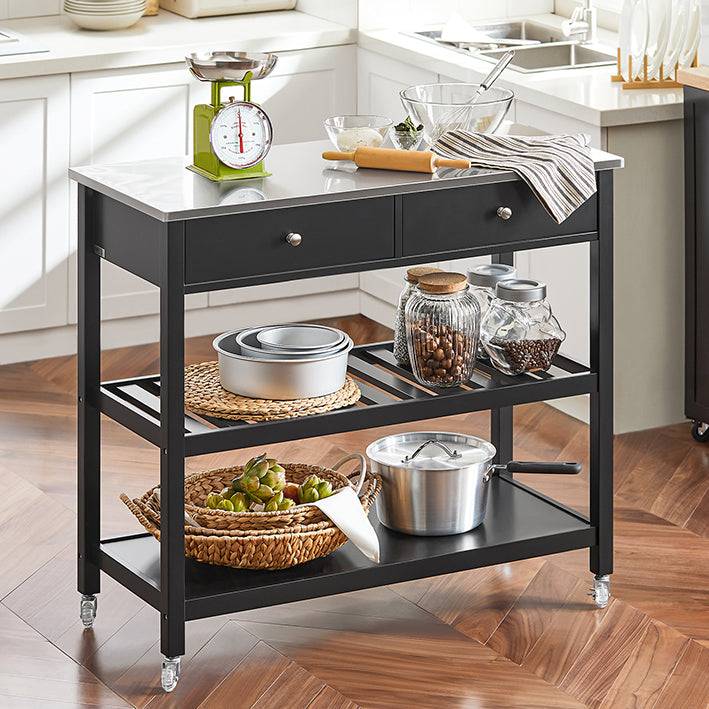 Sobuy SoBuy Küchenwagen mit Edelstahlplatte Sideboard Servierwagen Schwarz FKW47-SCH Outlet