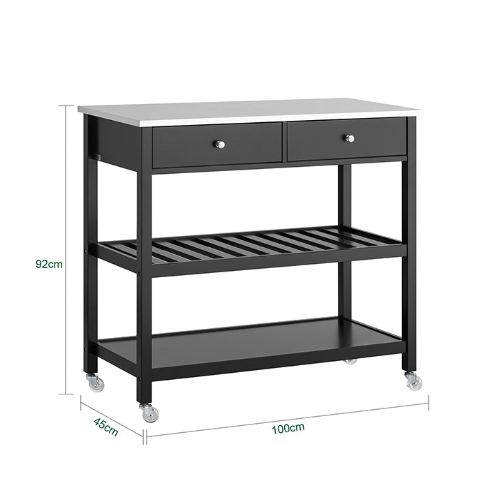 Sobuy SoBuy Küchenwagen mit Edelstahlplatte Sideboard Servierwagen Schwarz FKW47-SCH Outlet