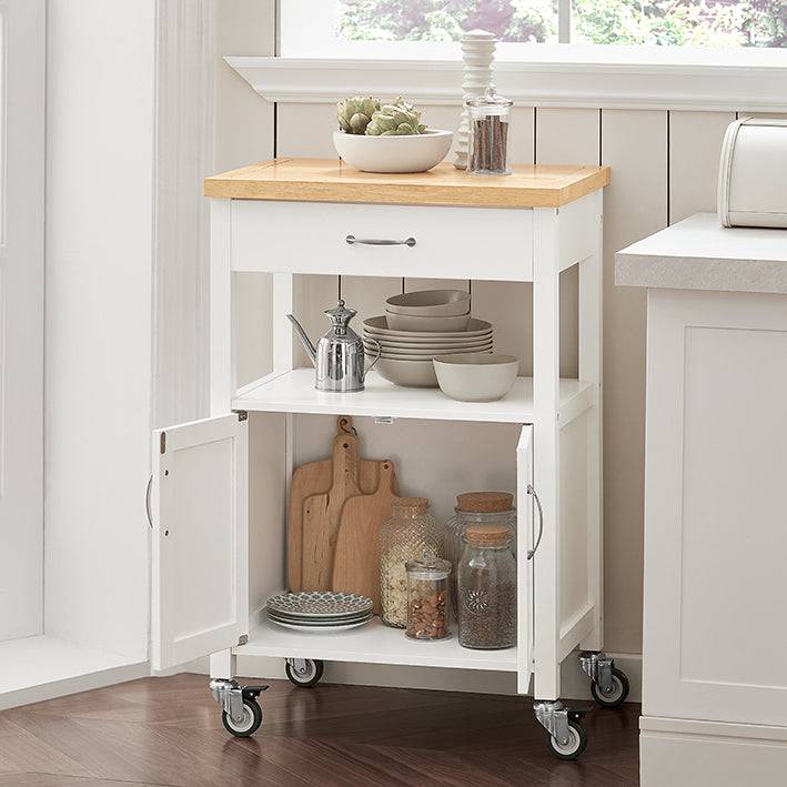 Sobuy SoBuy Küchenwagen Getränkewagen fürs Büro Servierwagen Weiß/Natur FKW22-WN Auslauf