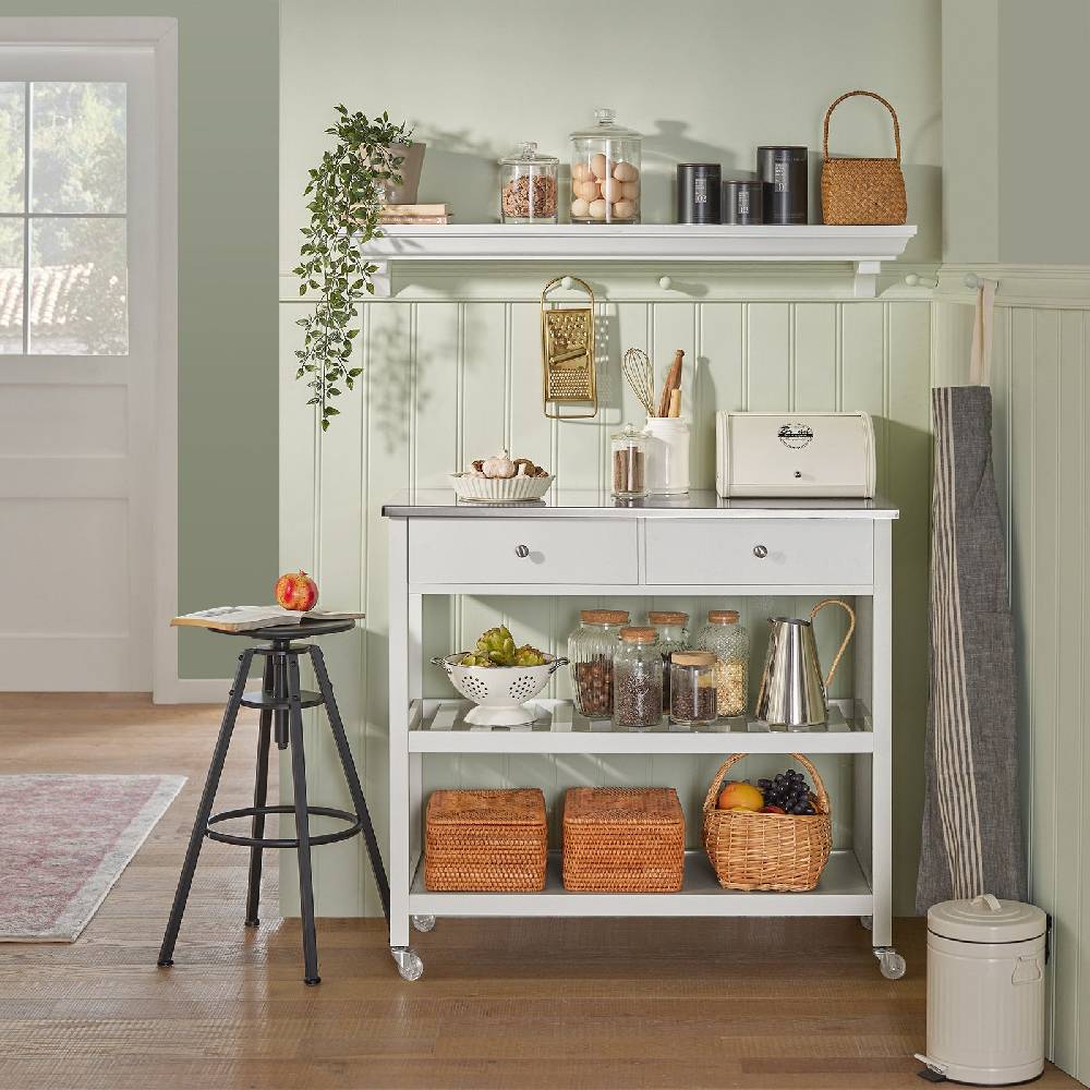 Sobuy SoBuy Küchenwagen mit Edelstahlplatte Sideboard Servierwagen Weiß FKW47-W Angebote