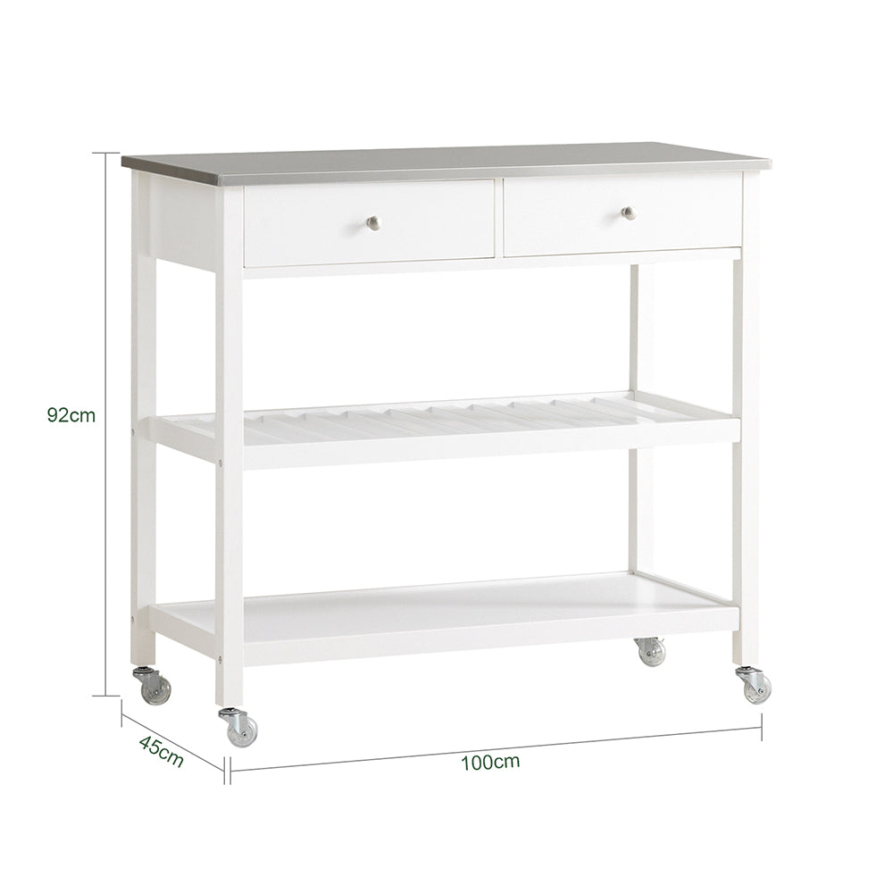 Sobuy SoBuy Küchenwagen mit Edelstahlplatte Sideboard Servierwagen Weiß FKW47-W Angebote