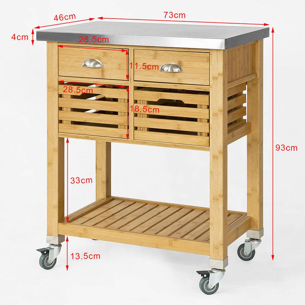 Sobuy SoBuy Küchenwagen Servierwagen Edelstahl Rollwagen Bambus FKW40-N Online