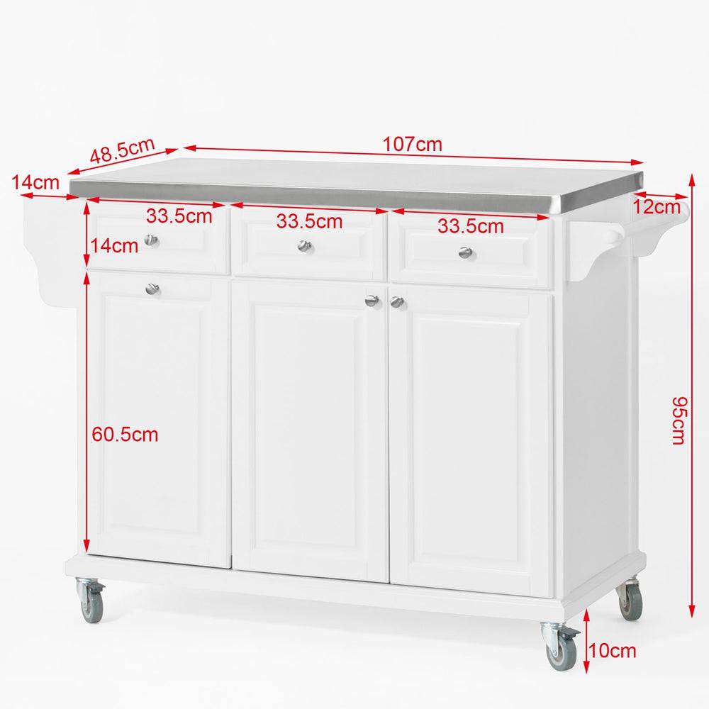 Sobuy SoBuy Kücheninsel Küchenwagen mit Edelstahlplatte Küchenschrank Weiß FKW33-W Outlet
