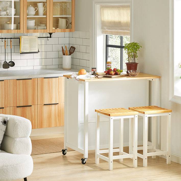 Sobuy SoBuy Kücheninsel Küchenschrank Küchenwagen Weiß-Natur FKW74-WN Auslauf