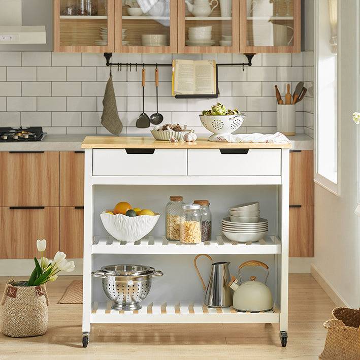 Sobuy SoBuy Kücheninsel Küchenschrank Küchenwagen Weiß-Natur FKW74-WN Auslauf