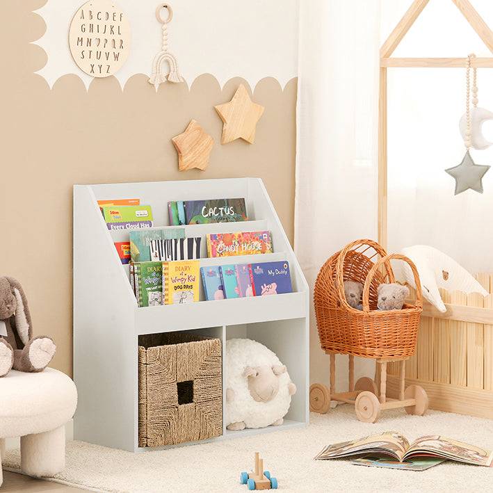Sobuy SoBuy Kinderbücherregal Zeitungsständer Kinderzimmer Aufbewahrungsregal Weiß KMB01-W Fabrikverkauf