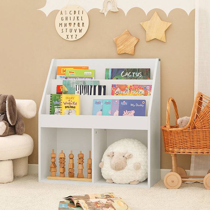 Sobuy SoBuy Kinderbücherregal Zeitungsständer Kinderzimmer Aufbewahrungsregal Weiß KMB01-W Fabrikverkauf