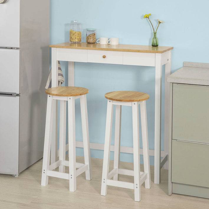 Sobuy SoBuy Bartisch mit 2 Barhockern Weiß-Natur FWT50-WN Meist gekauft