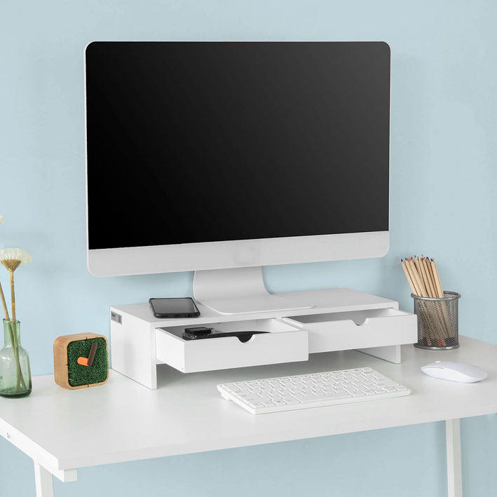 Sobuy SoBuy Monitorerhöhung Monitorständer mit Schubladen Weiß BBF02-W Online