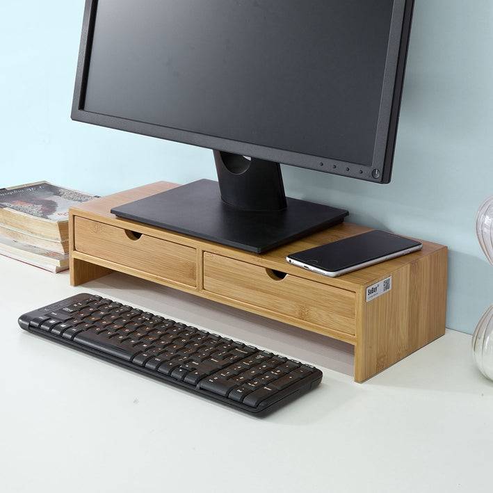 Sobuy SoBuy Monitorerhöhung Monitorständer mit Schubladen Bambus FRG198-N Outlet