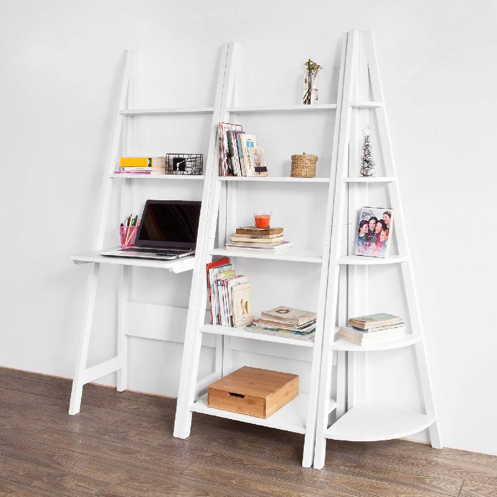Sobuy SoBuy Bücherregal Schreibtisch mit Regall Treppenregal Weiß FRG60-W Auslauf
