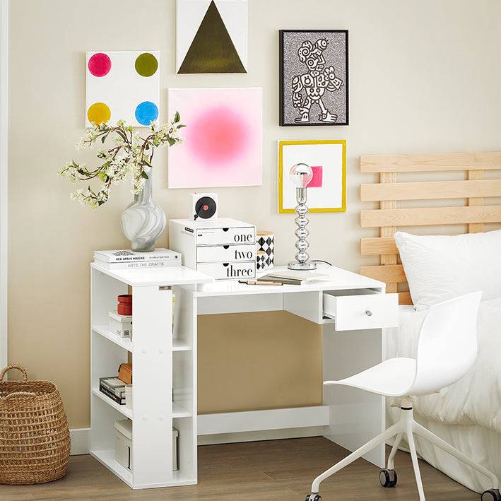 Sobuy SoBuy Schreibtisch Weiß Schreibtisch mit Regal Schreibtisch Kinder FWT35-W