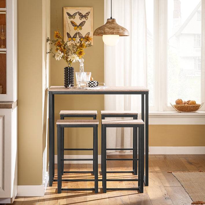 Sobuy SoBuy Bartisch mit 4 Hockern Bartisch set Stehtisch 5-teilig OGT15-N Blitzverkäufe
