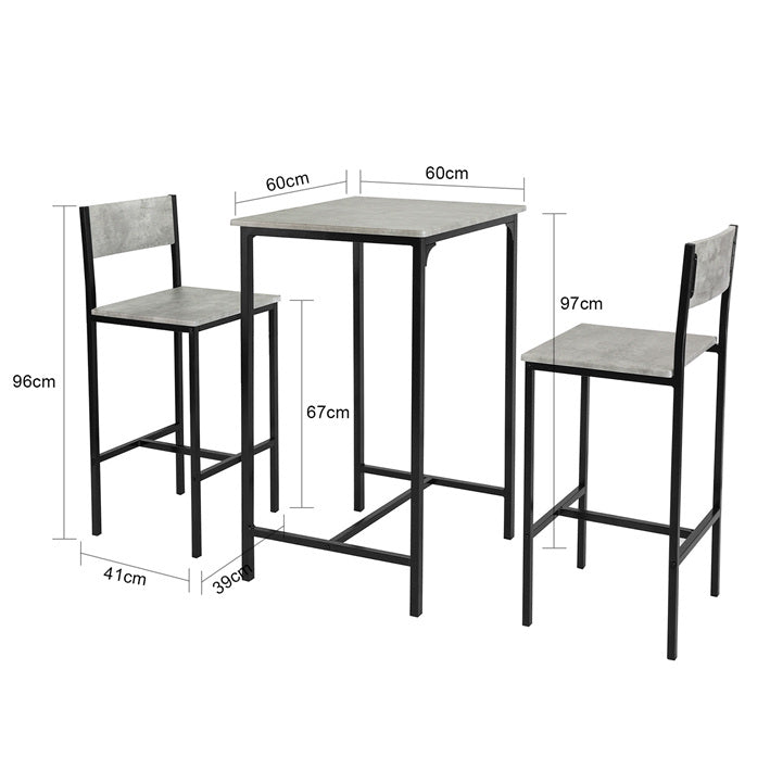 Sobuy SoBuy Bartisch mit 2 Barhocker Bartisch set 3-teilig grau OGT27-HG Meist gekauft