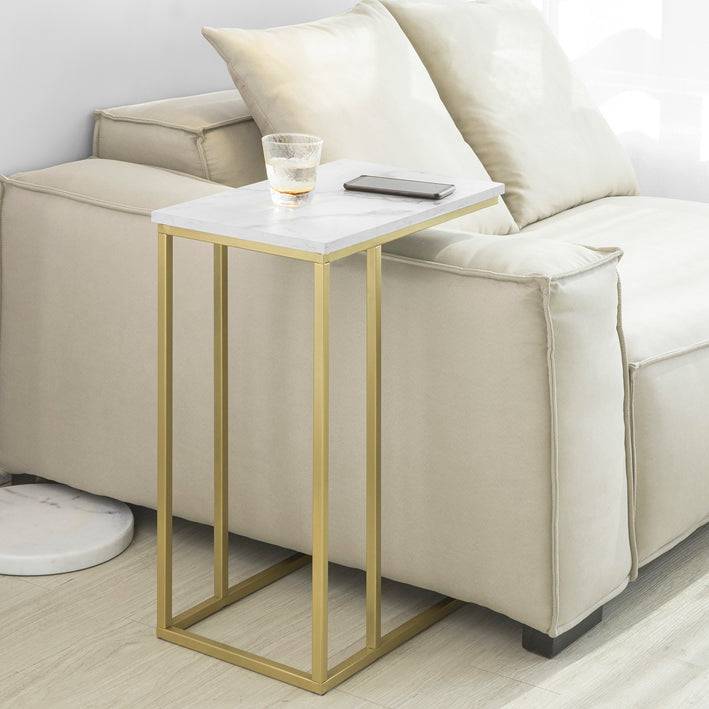 Sobuy B-Ware Beistelltisch Pflegetisch mit goldenem Metallgestell Couchtisch Sofa FBT87-G-bwaren Günstiger Verkauf