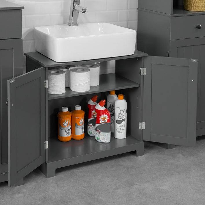 Sobuy SoBuy Waschbeckenunterschrank Badezimmerschrank Dunkelgrau Landhaus BZR18-DG Outlet