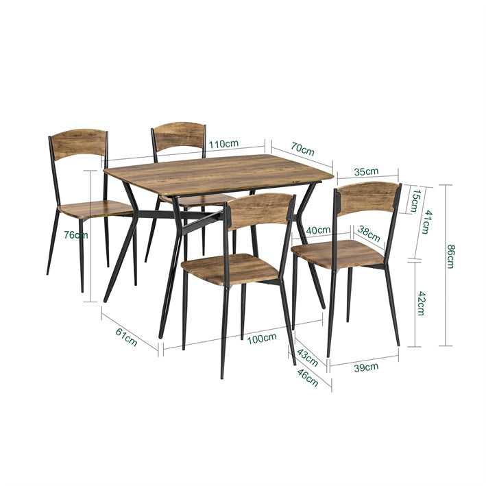 Sobuy SoBuy 5-teilig Esstisch mit 4 Stühlen Bistrotisch Sitzgruppe Küchentisch Vintgae Braun OGT49-F Hotsell