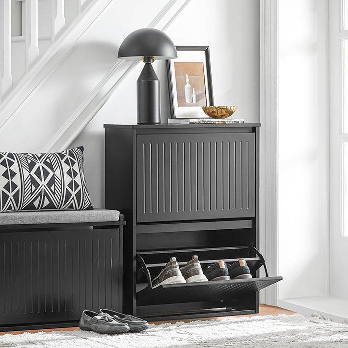 Sobuy SoBuy Schuhkipper mit 2 Klappen Schuhschrank Schuhregal Schwarz FSR165-K-SCH Fabrikverkauf