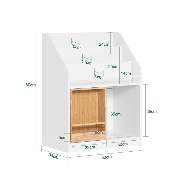 Sobuy SoBuy Kinderregal mit Schiebetür Bücherregal Aufbewahrungsregal Kinder Weiß-Natur KMB98-W Angebote