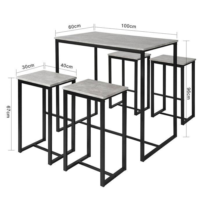 Sobuy SoBuy Bartisch mit 4 Hockern Bartisch set Stehtisch 5-teilig grau OGT15-HG Angebote