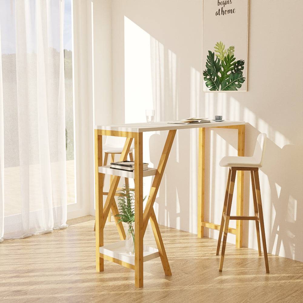 Sobuy SoBuy Design Bartisch Stehtisch Küchentisch Bambus und Weiß FWT56-W im Angebot