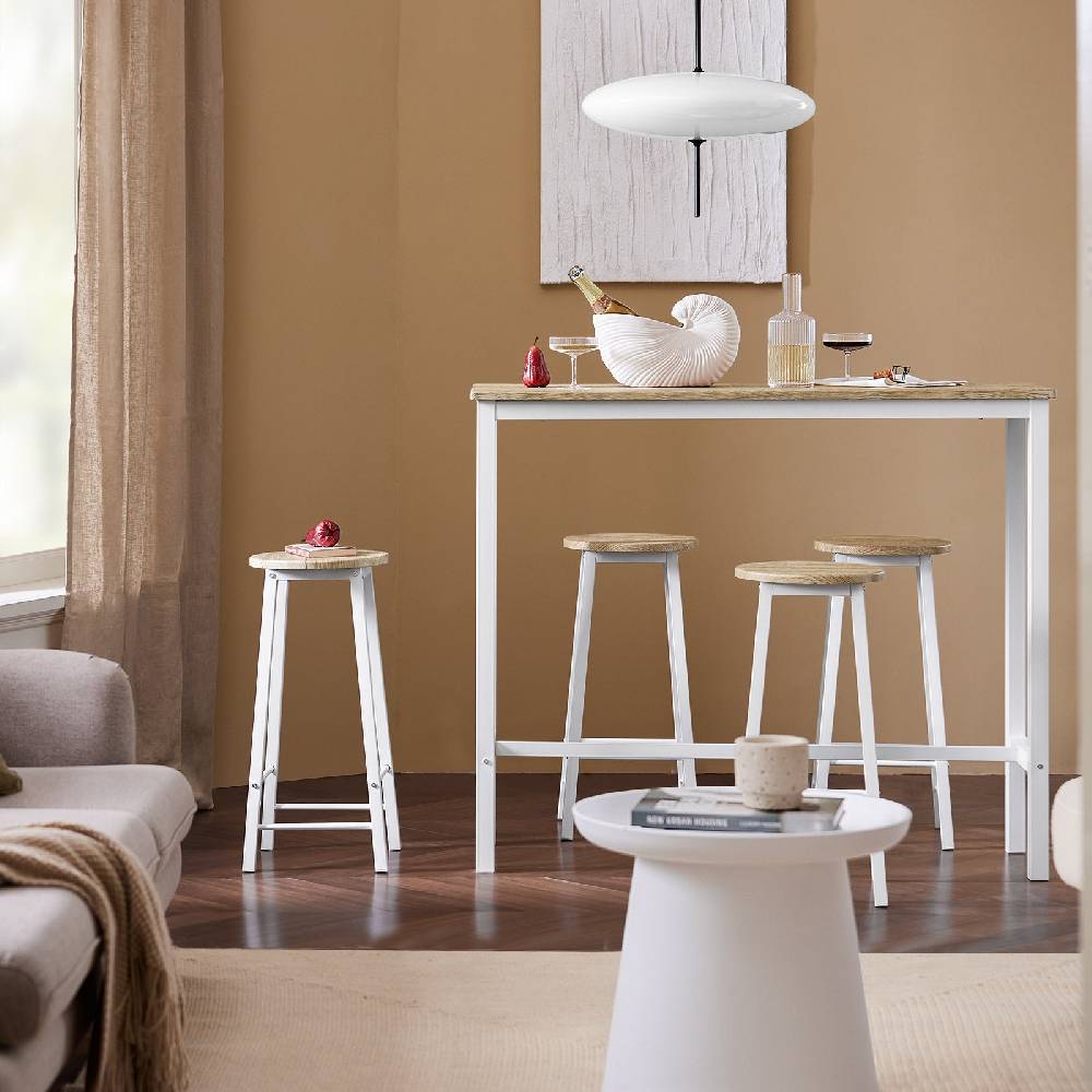 Sobuy SoBuy 5-teilig Bartisch mit 4 Stühlen Esstisch set Stehtisch Sitzgruppe Weiß-Natur OGT22-WN Online