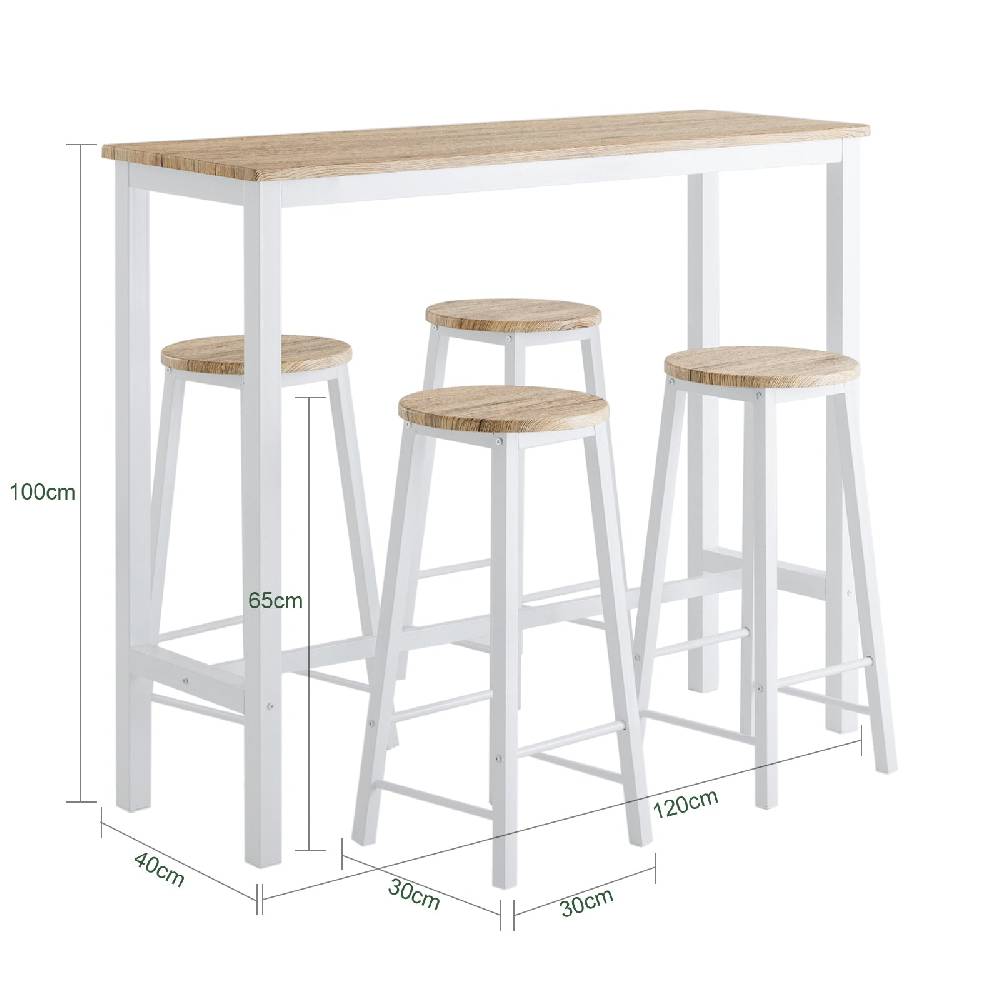 Sobuy SoBuy 5-teilig Bartisch mit 4 Stühlen Esstisch set Stehtisch Sitzgruppe Weiß-Natur OGT22-WN Online