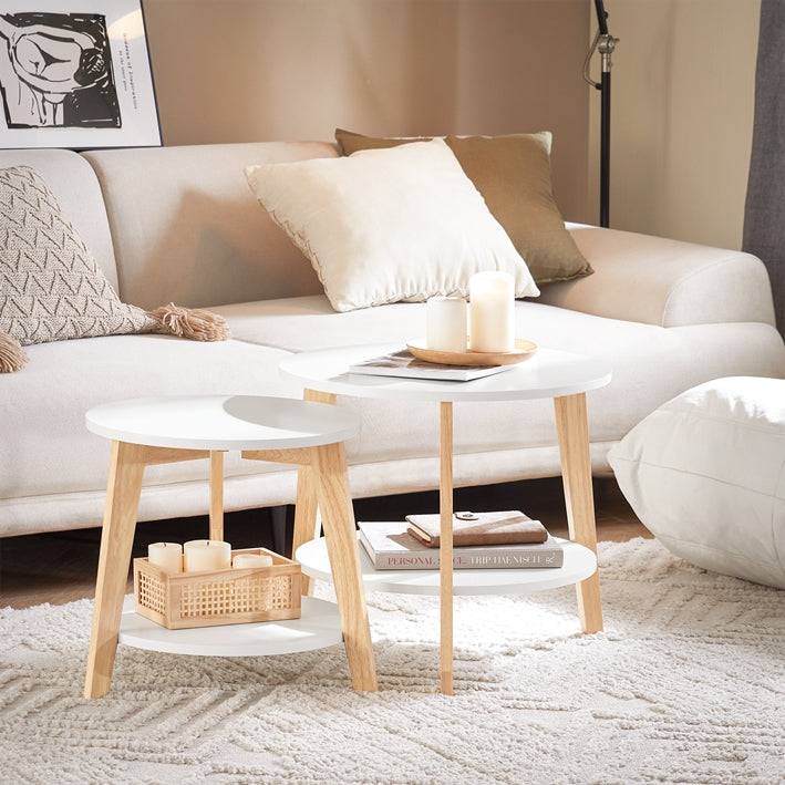 Sobuy SoBuy 2er teilig Beistelltisch Satztisch Kautschukholz Weiß FBT75-W Hotsell