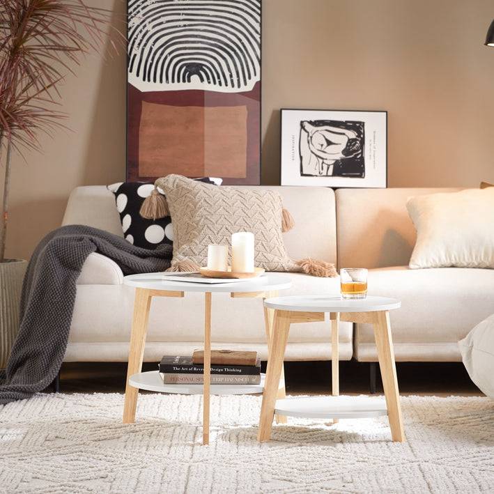 Sobuy SoBuy 2er teilig Beistelltisch Satztisch Kautschukholz Weiß FBT75-W Hotsell
