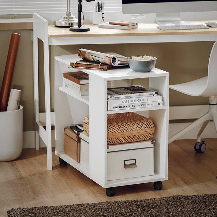 Sobuy SoBuy Beistelltisch mit Rollen Druckertisch Couchtisch Weiß FBT34-W Fabrikverkauf