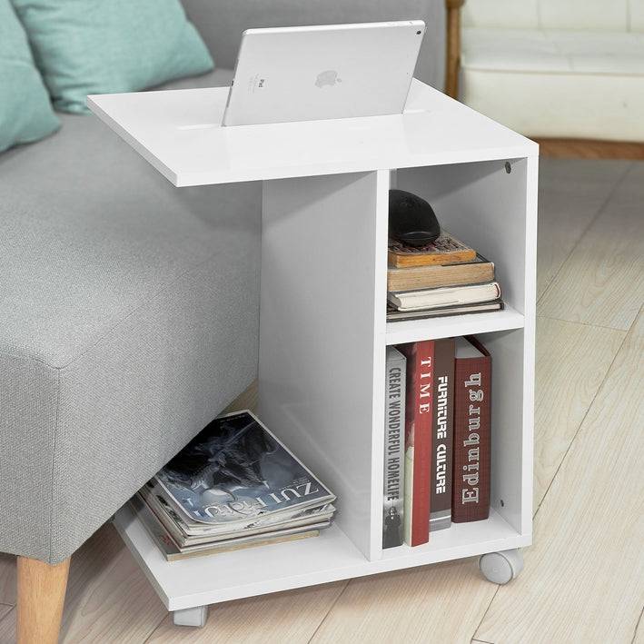 Sobuy SoBuy Beistelltisch für Ipad Sofatisch auf Rollen Zeitungsständer weiß FBT48-W Fabrikverkauf