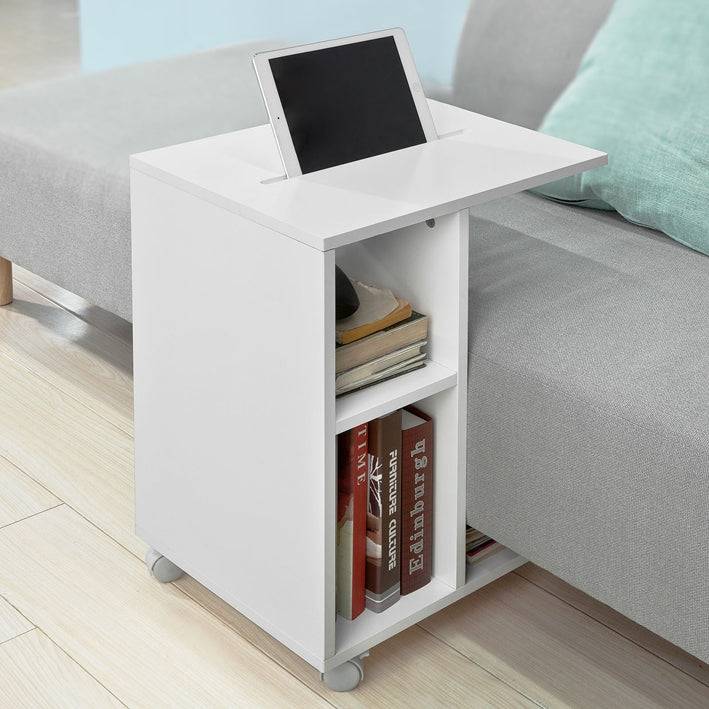 Sobuy SoBuy Beistelltisch für Ipad Sofatisch auf Rollen Zeitungsständer weiß FBT48-W Fabrikverkauf