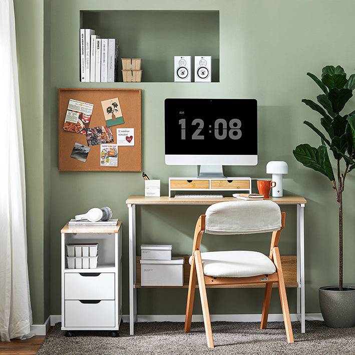Sobuy SoBuy Monitorerhöhung Monitorständer mit Schubladen Weiß-Natur BBF02-WN Angebote