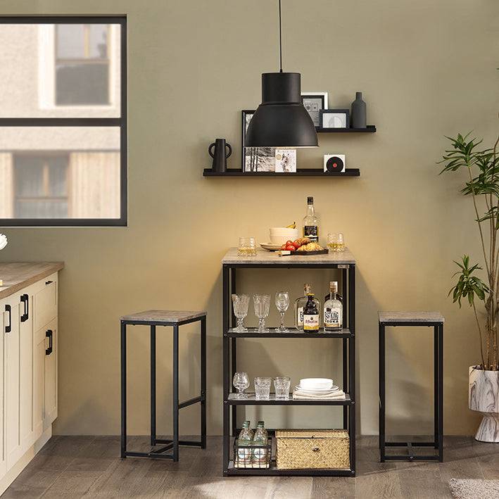 Sobuy SoBuy Bartisch mit 2 Stühlen Bartisch set 3-teilig Esstisch Hellgrau OGT43-HG Fabrikverkauf