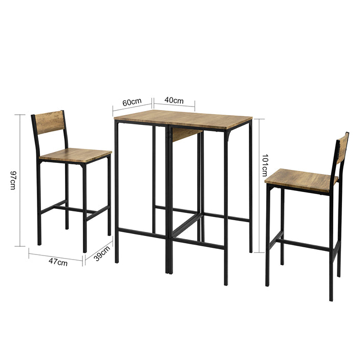 Sobuy SoBuy Bartisch mit 2 Hockern Bartisch set 4-teilig OGT42-F Meist gekauft