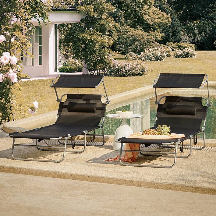 Sobuy SoBuy Sonnenliege mit Sonnendach Gartenliege Strandliege klappbar Schwarz OGS48-SCHx2 Verkauf